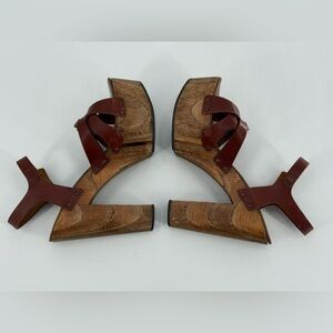 Vintage Cherokee Wooden Platform Heels 9